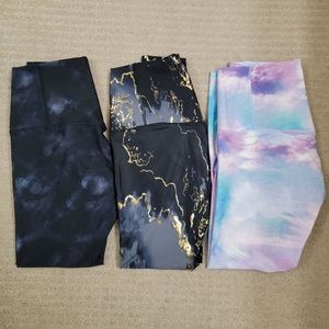 3 Pair Old Navy Extra High Rise Powersoft Printed Leggings M 7/8 + Petite Length